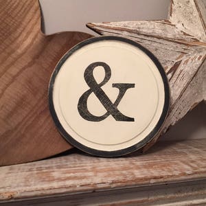 20cm Round Letter Ampersand Sign, Initial, Wall Art, Home Decor, Rustic Letters, All letters available, inc ampersand, typewriter style image 2