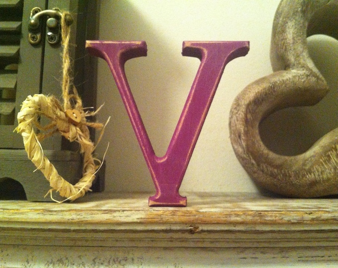 Wooden Letter V – Personalized Name Letter – Nursery Decoration Ideas – Rustic Room Décor – Georgian Style V – Decorative Wooden Sign