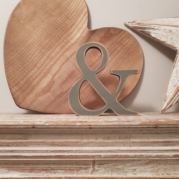 Lettre en bois '&' - ampersand - 25cm - Georgian Font - finitions diverses, debout