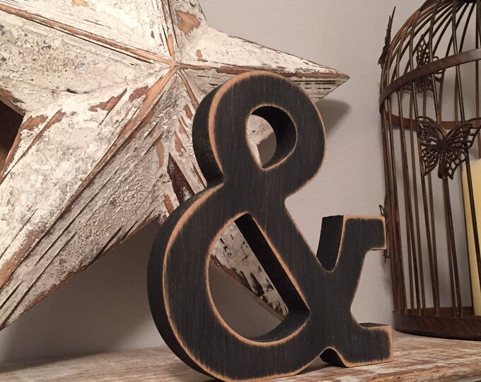 Wooden Letter Ampersand – Personalised Name Letter – Nursery Decoration Ideas – Rustic Room Décor – Rockwell - 15cm