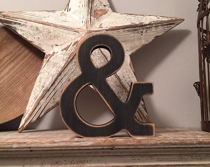 Wooden Letter 'ampersand' - 20cm- Rockwell Font - various finishes, standing