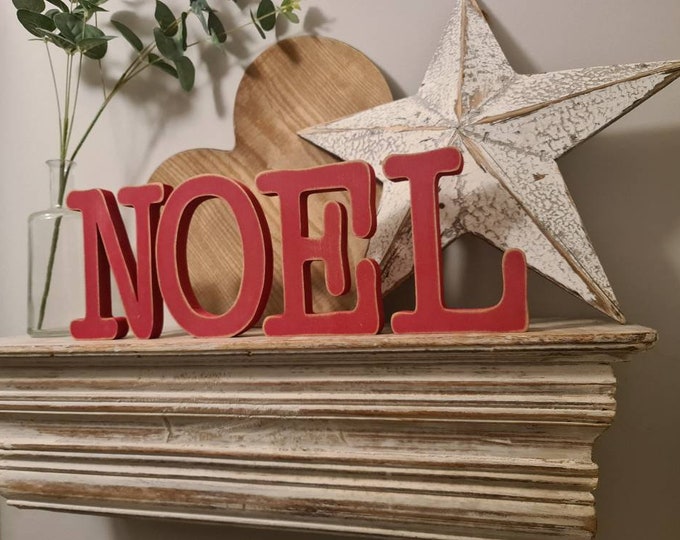 Christmas Hand-painted Wooden Letters - NOEL - 15cm