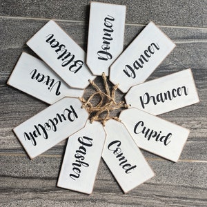 Lot de 9 décorations de Noël, noms de rennes, étiquettes-cadeaux en bois rustiques, étiquettes géantes