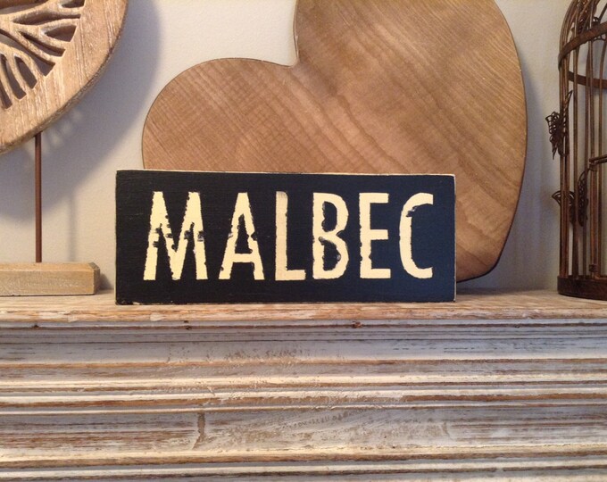 Handmade Wooden Sign - MALBEC - 23cm