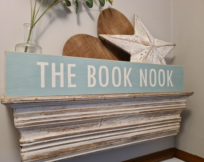 Handmade Wooden Sign - THE BOOK NOOK - Rustic, Vintage, Shabby Chic