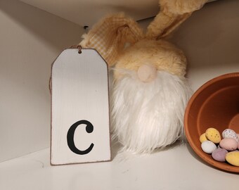 Personalized Wooden Gift Tag: Hand Lettered Initial, 16cm