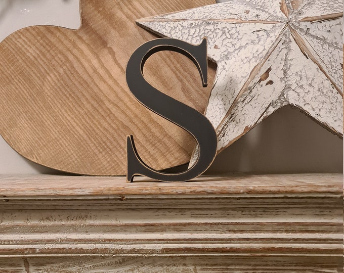 Hand-painted Wooden Letter S - Freestanding - Georgian Font - Various sizes, finishes and colours - 20cm