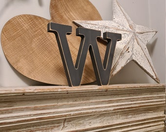 Wooden Letter W -  15cm - Rockwell Font - various finishes, standing