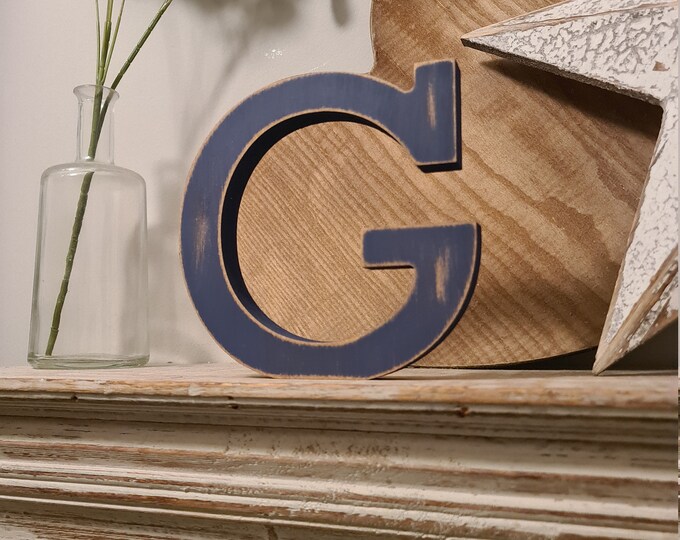 Hand-painted Wooden Letter G - Freestanding - Rockwell Font - Various sizes, finishes and colours - 25cm