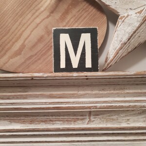 wooden sign, vintage style, personalised letter blocks, initials, wooden letters, monograms, letter M,  10cm square, hand painted