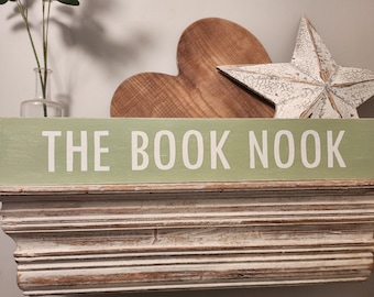 Handmade Wooden Sign - THE BOOK NOOK - Rustic, Vintage, Shabby Chic