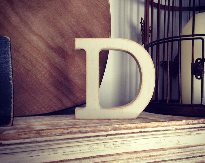 Wooden Letter D – Personalized Name Letter – Nursery Decoration Ideas – Rustic Room Décor – Rockwell Style D – Decorative Wooden Sign, 10cm