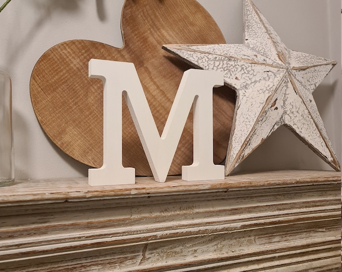 Hand-painted Wooden Letter M - Freestanding - Rockwell Font - Various sizes, finishes and colours - 15cm