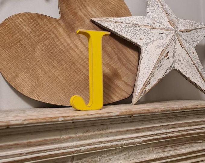 Wooden Letter J -  20cm - Georgian Font - various finishes, standing