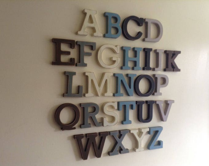 Full Wooden Alphabet - Hand Painted Wooden Letters Set - 26 letters - 20cm high