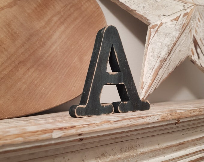 Wooden Letter A – Personalised Name Letter – Nursery Decoration Ideas – Rustic Room Décor – Typewriter Style A – Decorative Wooden Sign