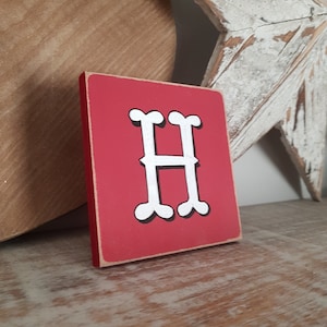 personalised letter blocks, initials, wooden letters, monograms, letter H,  10cm square, hand painted