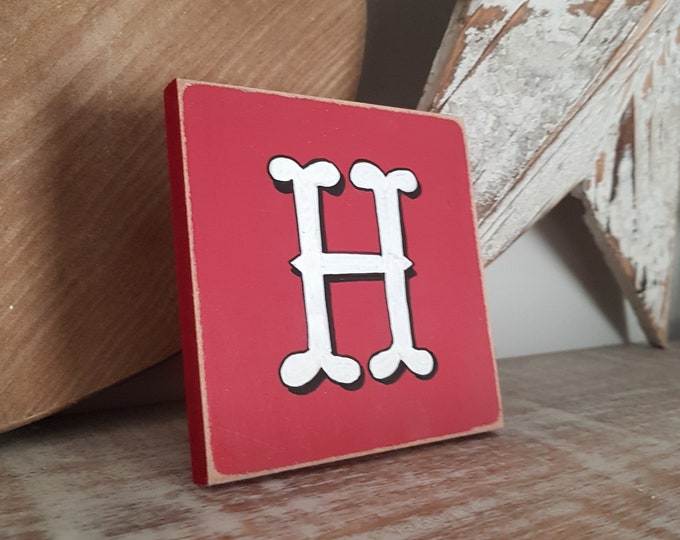 personalised letter blocks, initials, wooden letters, monograms, letter H,  10cm square, hand painted