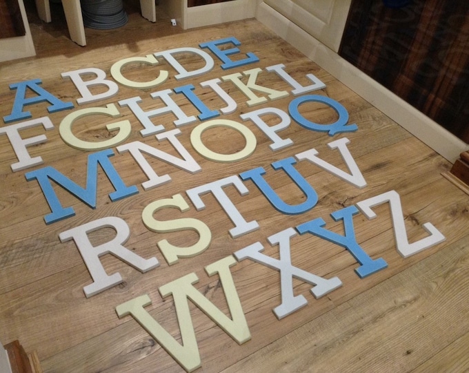 Full Wooden Alphabet - Hand Painted Wooden Letters Set - 26 letters - 10cm high - Rockwell Font