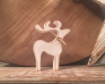 Wooden Standing Reindeer, Small, 10cm high, other sizes available, any colour, distressed, rustic, price per reindeer