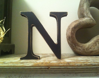 Wooden Letter 'N' -  25cm - Georgian Font - various finishes, standing