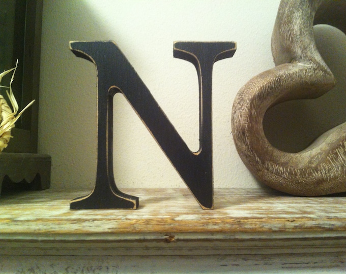 Wooden Letter 'N' -  25cm - Georgian Font - various finishes, standing