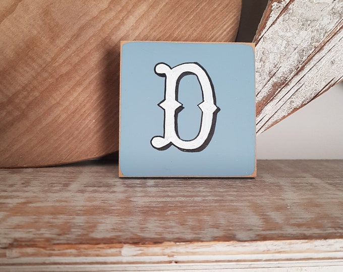 personalised letter blocks, initials, wooden letters, monograms, letter D,  10cm square, hand painted