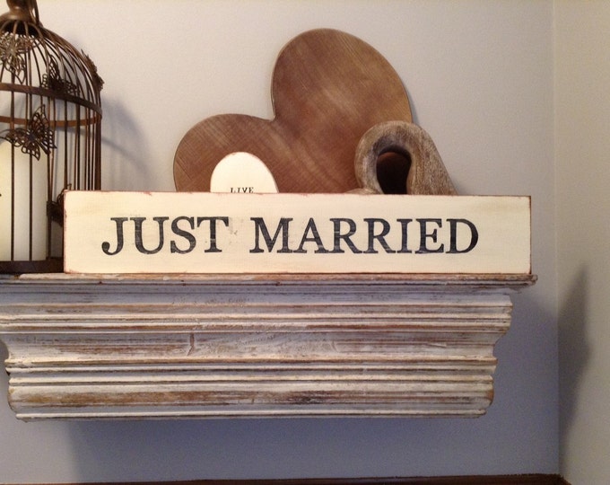 Large Wooden Sign - Personalised - Just Married - Rustic, Handmade, Shabby Chic, approx 50cm