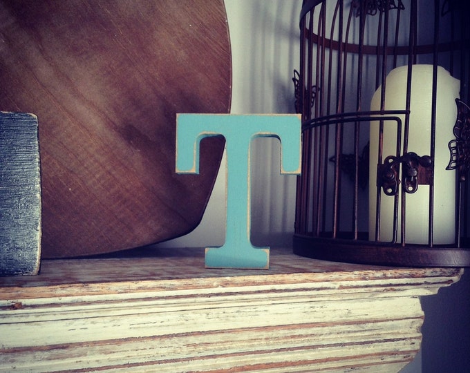 Wooden Letter 'T'- 20cm- Rockwell Font - various finishes, standing