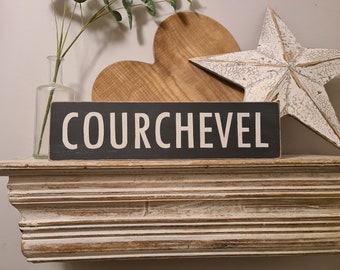 Personalized Courchevel Sign: Handmade Wooden Ski Resort Decor