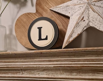 Rustic Letter L Wall Decor: 15cm Distressed Monogram Sign