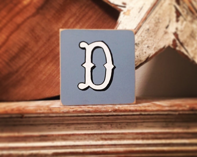 personalised letter blocks, initials, wooden letters, monograms, letter D,  10cm square, hand painted