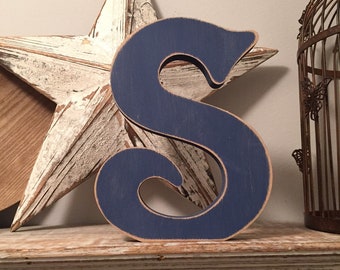 Wooden Letter 'S' - 30cm - Victorian Font - various finishes, standing