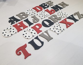 Hand painted Wooden Alphabet - Set of 26 letters, 10cm high