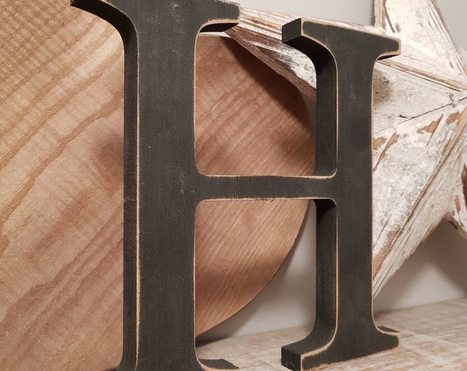 Wooden Letter 'H' - 15cm - Georgian Font - various finishes, standing