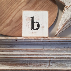 wooden sign, vintage style, personalised letter blocks, initials, wooden letters, monograms, 10cm square, hand painted, rustic, letter i