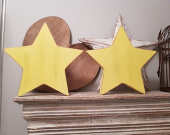 Single Wooden Star, Chunky, Free-standing, Any Colour, various sizes and finishes, distressed, 30cm high
