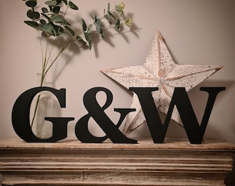 Set of 3 - Wooden Painted Letters - Georgia Bold Font - various finishes, standing - Set of 3 - 10cm