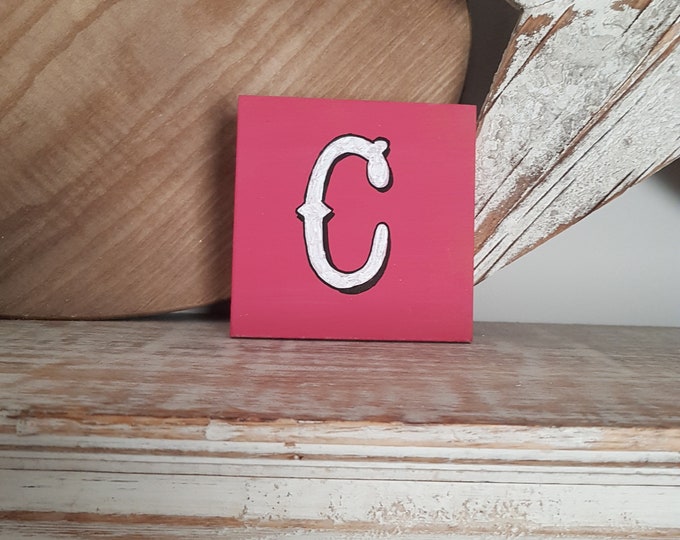 personalised letter blocks, initials, wooden letters, monograms, letter C,  10cm square, hand painted