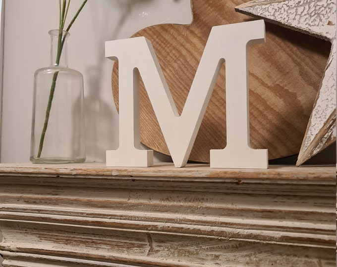 Hand-painted Wooden Letter M - Freestanding - Rockwell Font - Various sizes, finishes and colours - 25cm