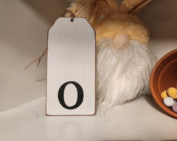 Wooden Gift Tag, Giant, MDF, Stocking Tag, Custom, Personalised, Letter Tag, Hand Lettered, 16cm, letter o