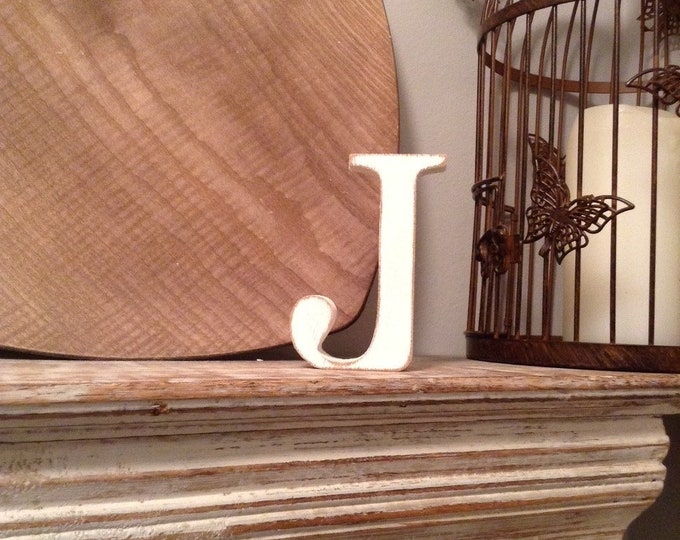 Wooden Letter J – Personalized Name Letter – Nursery Decoration Ideas – Rustic Room Décor – Georgian Style J – Decorative Wooden Sign