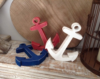Painted Wooden Anchor - Freestanding - 10cm