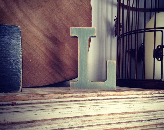 Hand-painted Wooden Letter L - Freestanding - Rockwell Font - Various sizes, finishes and colours - 15cm