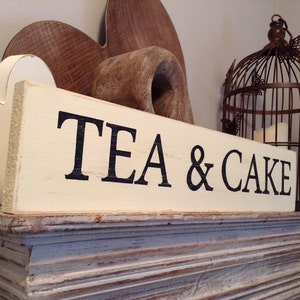 Grande plaque en bois - TEA & CAKE - Rustique, fait main, shabby chic