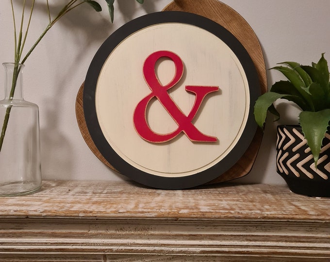 30cm Round 3D Letter Sign, Monogram, Initial, Wall Art, Home Decor, Rustic Letters, All letters available, inc ampersand