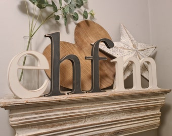 Set of 12 - Wooden lowercase letters- Times Font - various finishes, standing - Set of 12