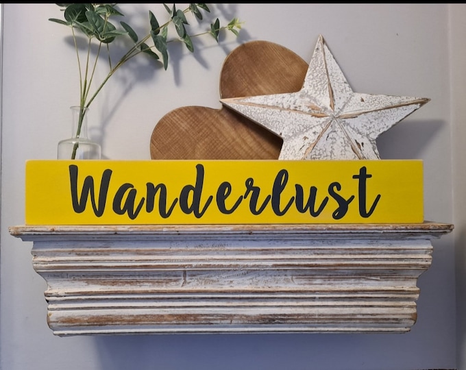 Handmade Wooden Sign - Wanderlust - 60cm