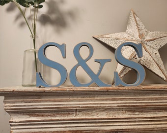 Set of 3 - Wooden painted letters, Any letters, including ampersand - Times Font - various finishes, standing - Set of 3 - 20cm