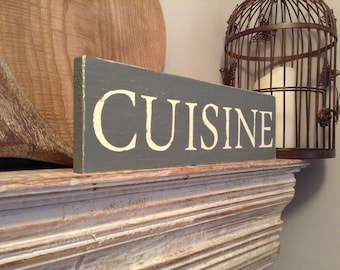 Handmade Wooden Sign - CUISINE - Rustic, Vintage, Shabby Chic, approx 35cm